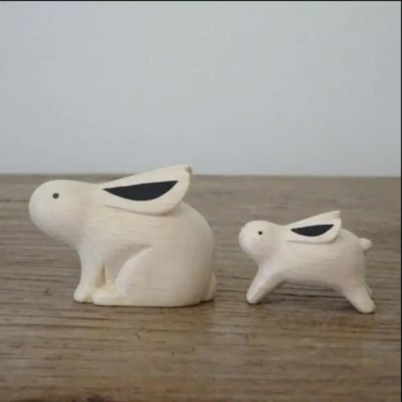 Figurine Lapin Parent en Bois - Wodden Animal