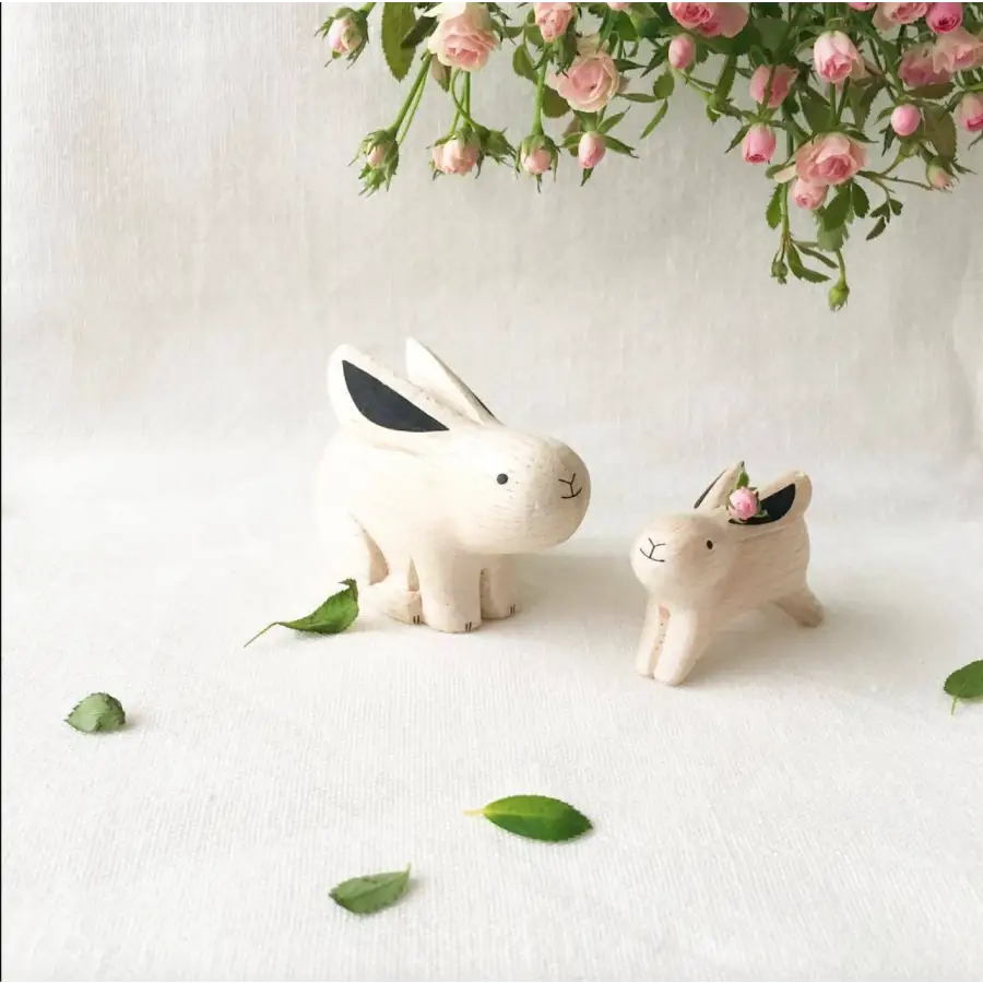 Figurine Lapin Parent en Bois - Wodden Animal