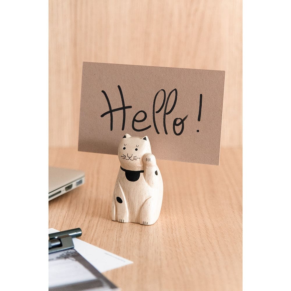 Figurine Chat Porte-bonheur en bois | Engimon