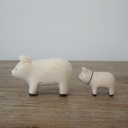 Figurine Famille cochons en Bois
