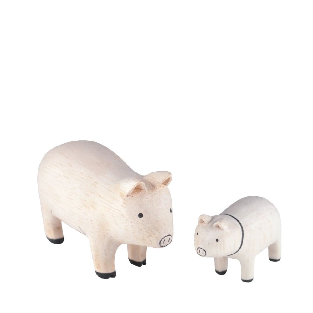 Figurine Famille cochons en Bois