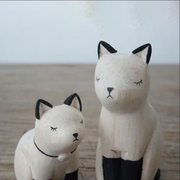Wooden Parent Siamese Cats | Oyako